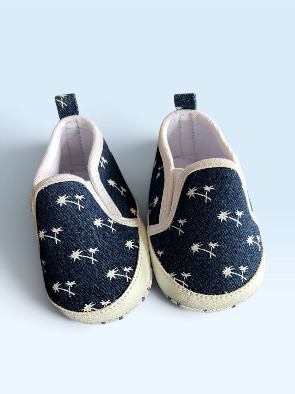 Tommy Bahama Navy Palm-Print Slip-On Baby Walkers
